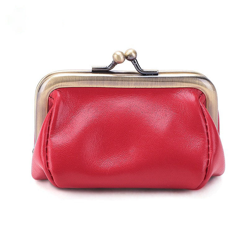 Vintage New Style Mini Coin Purse Hand-made Leather Mouth Gold Bag