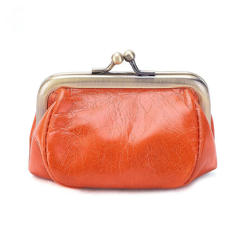 Vintage New Style Mini Coin Purse Hand-made Leather Mouth Gold Bag