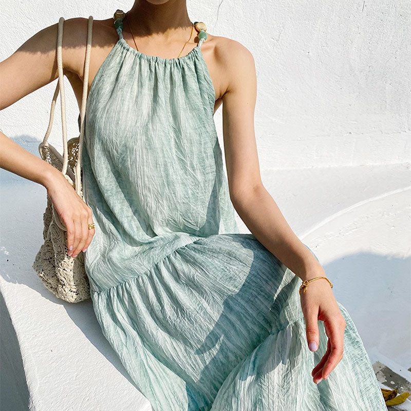 Summer Bohemian Holiday Dress Tie-dyed Beach Dress Sling Dress