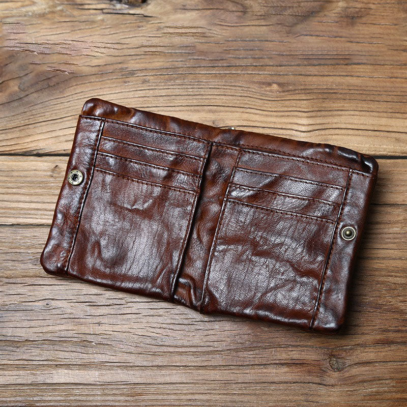 Retro Genuine Leather Handmade short Wallet