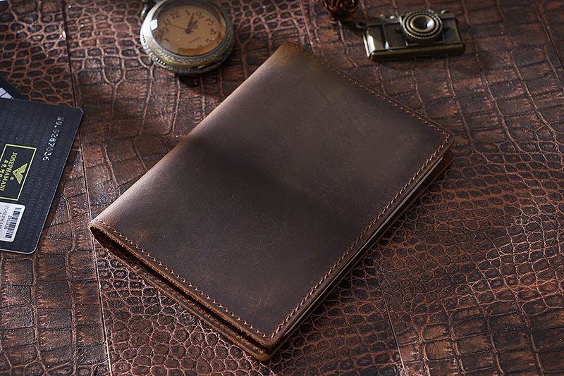 Retro Leather Handmade Passport Clip Ticket Protection Multi-function Card Holder Wallet