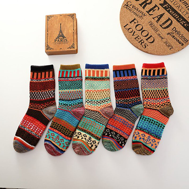 Men's Retro Ethnic Style Wool Socks（5 Pairs 5 color)