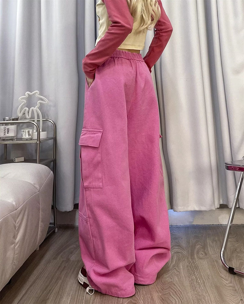 Retro Overalls Spring New Wide-leg Pants Loose Mopping Casual Trousers for Women