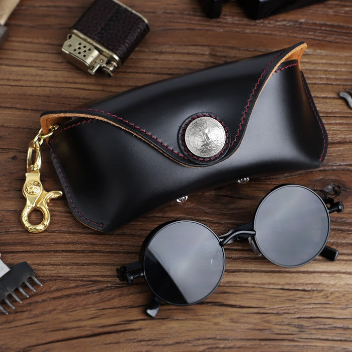 Retro Handmade Leather Glasses Case