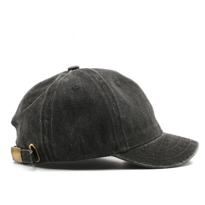 Vintage Short Brim Adjustable Washed Distressed Cotton Baseball Cap for Men & Women