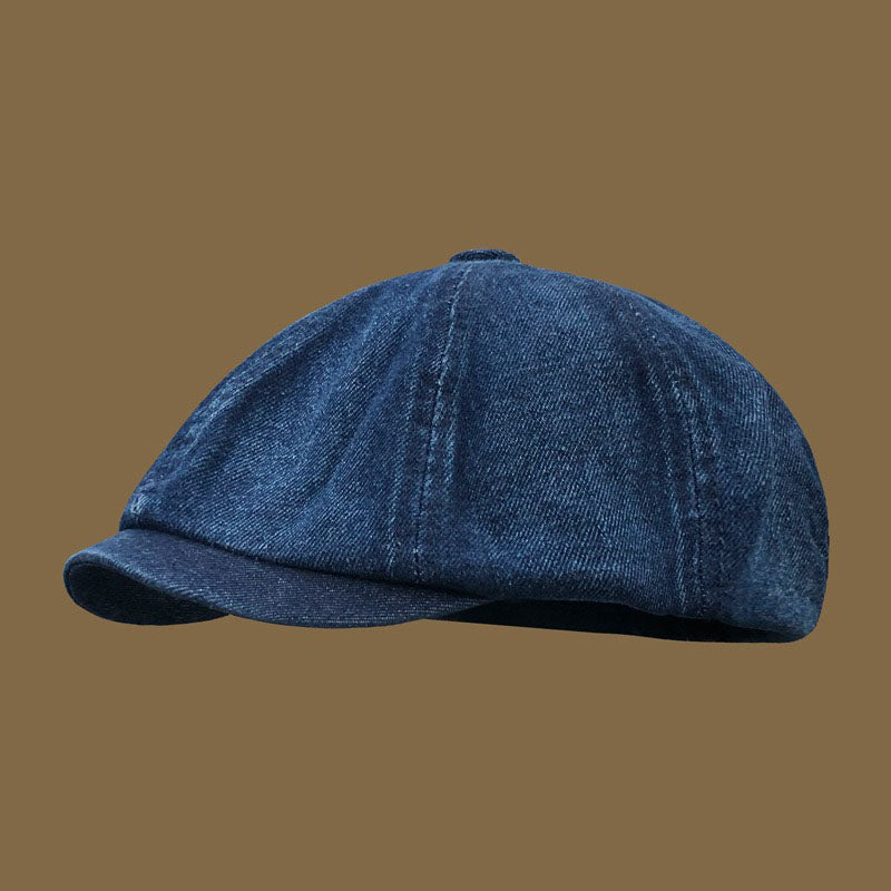 Retro Washed Denim Peaked Cap Beret Hip Hop Artist Hat