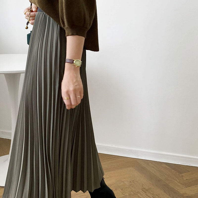 High Waist Pleated Skirt