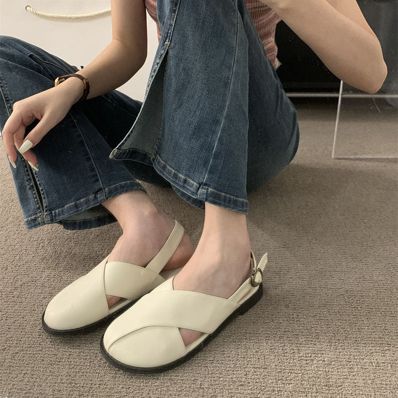 Summer New French Retro Casual Flat Roman Sandals