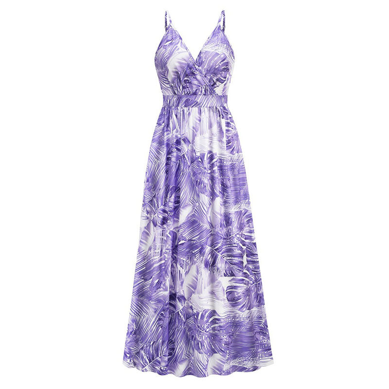 New Style Bohemian Printed Sexy V-neck Sling Dress