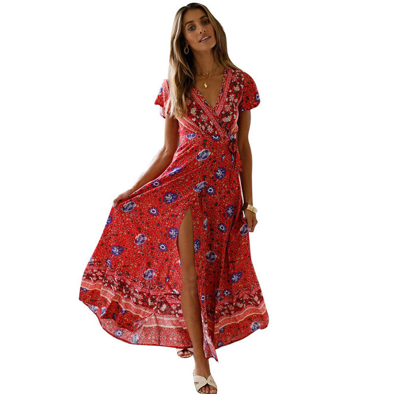 Summer Casual Vacation Sexy Printed Dress