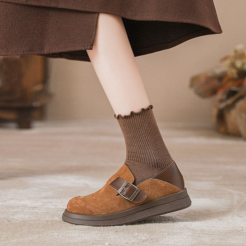 Retro Leather Thick Soles Casual Loafer Shoes