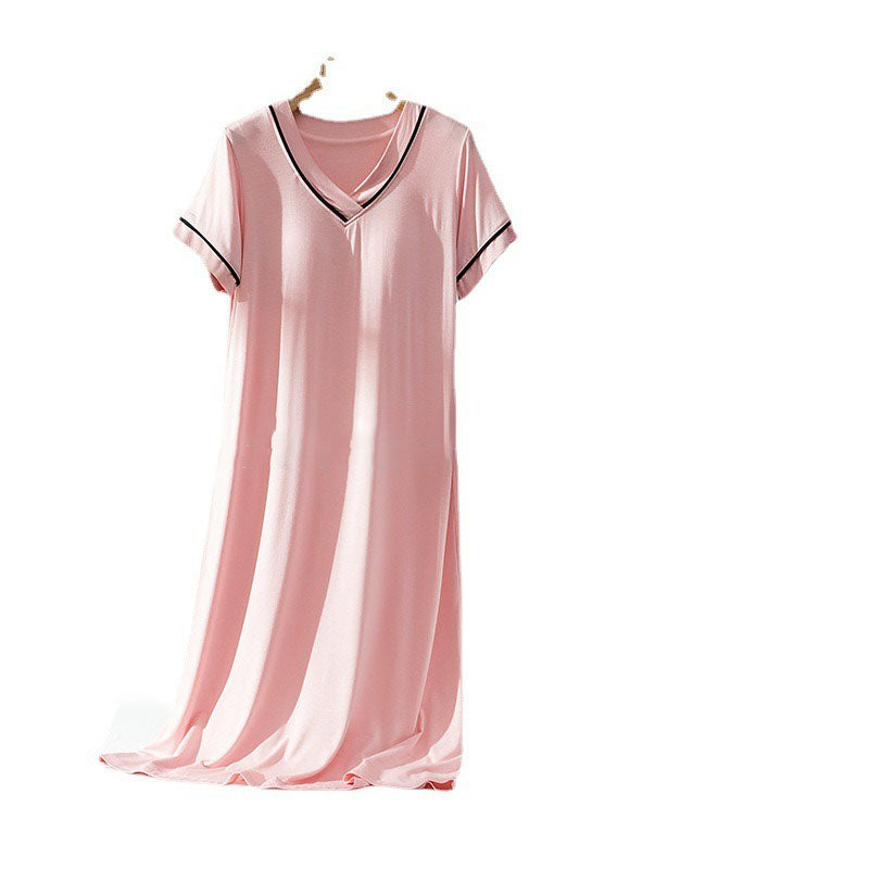 Chest Pad V-neck Loose Nightdress