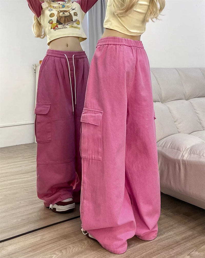 Retro Overalls Spring New Wide-leg Pants Loose Mopping Casual Trousers for Women