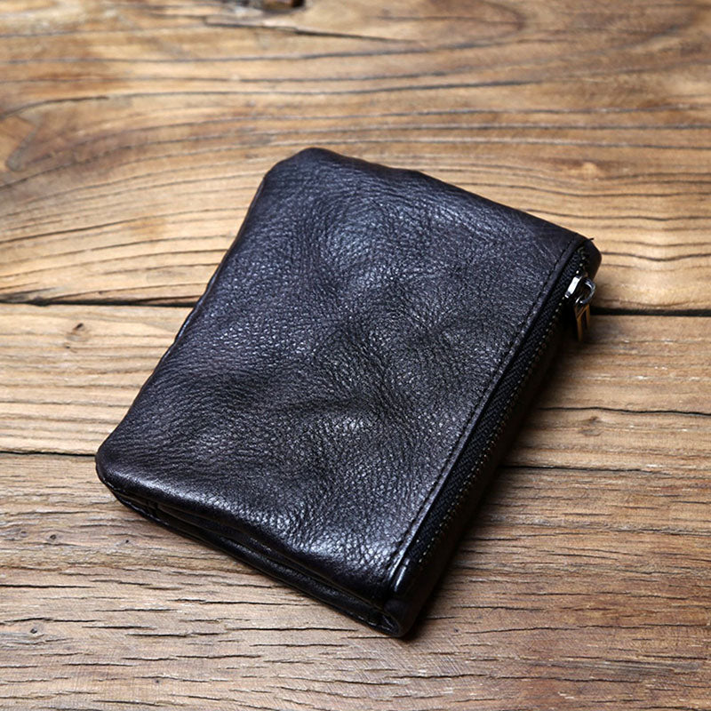 Retro Genuine Leather Handmade short Wallet