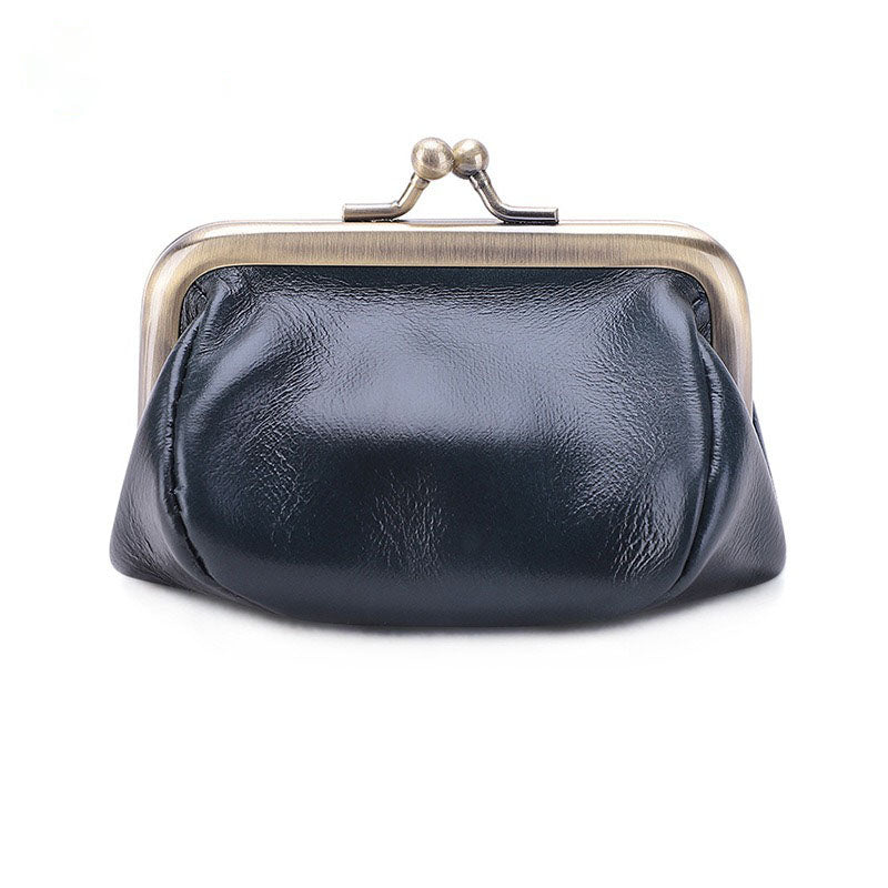 Vintage New Style Mini Coin Purse Hand-made Leather Mouth Gold Bag