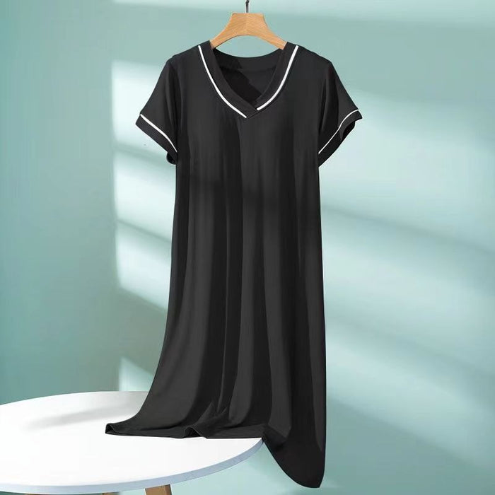 Chest Pad V-neck Loose Nightdress