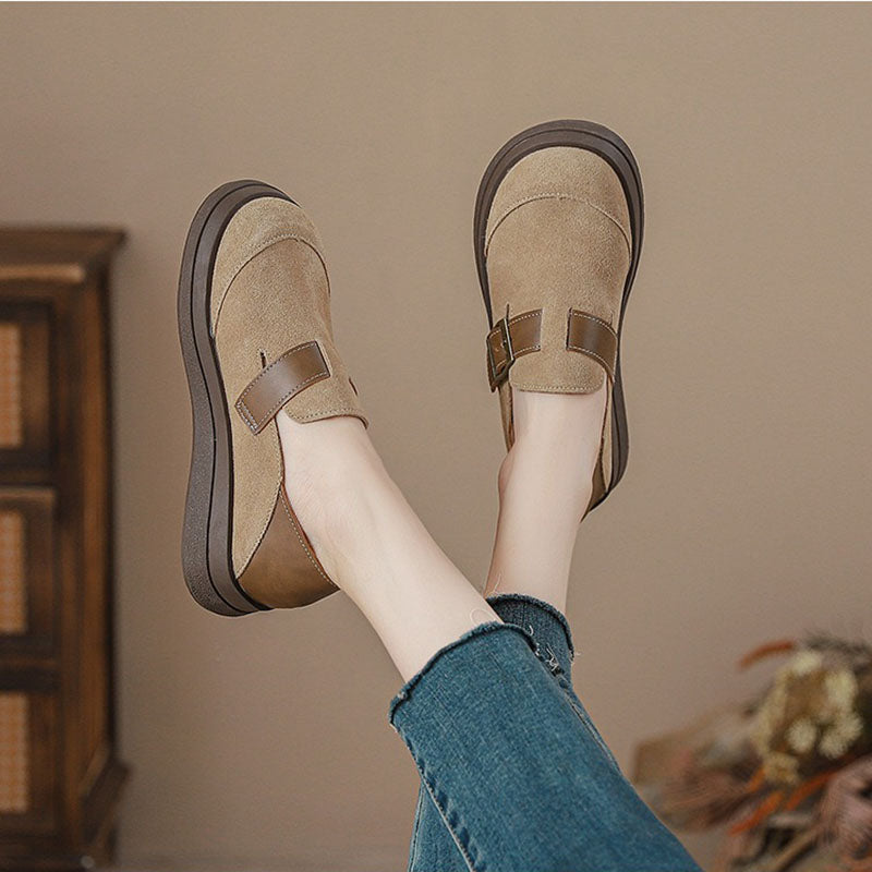 Retro Leather Thick Soles Casual Loafer Shoes