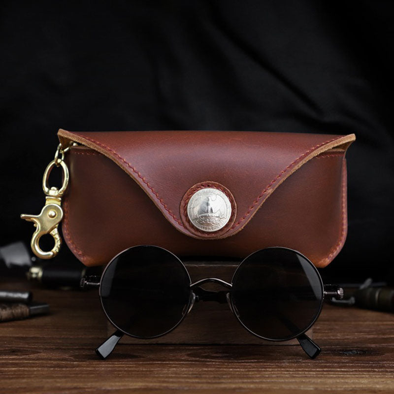 Retro Handmade Leather Glasses Case