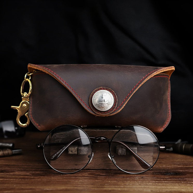 Retro Handmade Leather Glasses Case