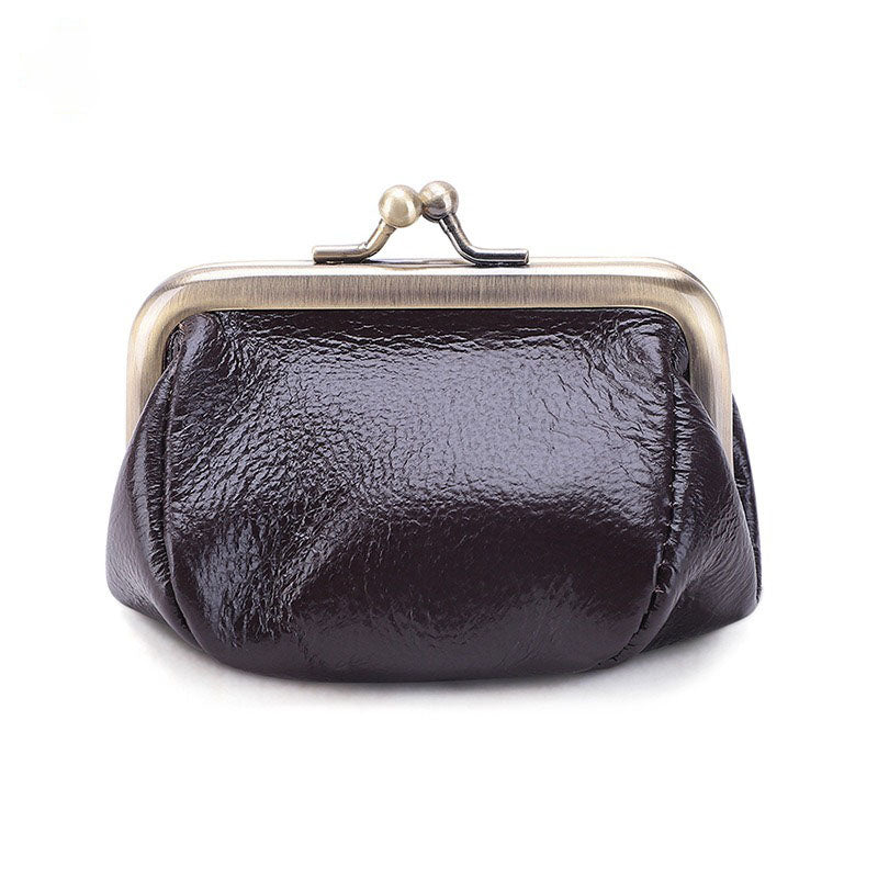 Vintage New Style Mini Coin Purse Hand-made Leather Mouth Gold Bag