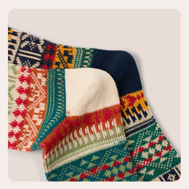 Retro Ethnic Style Socks（4 Pairs 4 Colors）