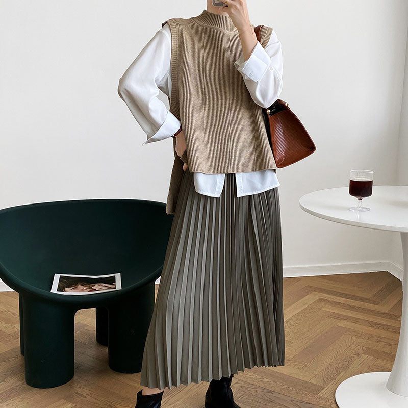 High Waist Pleated Skirt