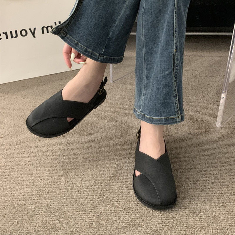 Summer New French Retro Casual Flat Roman Sandals