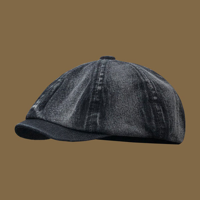 Retro Washed Denim Peaked Cap Beret Hip Hop Artist Hat