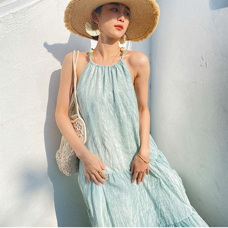 Summer Bohemian Holiday Dress Tie-dyed Beach Dress Sling Dress