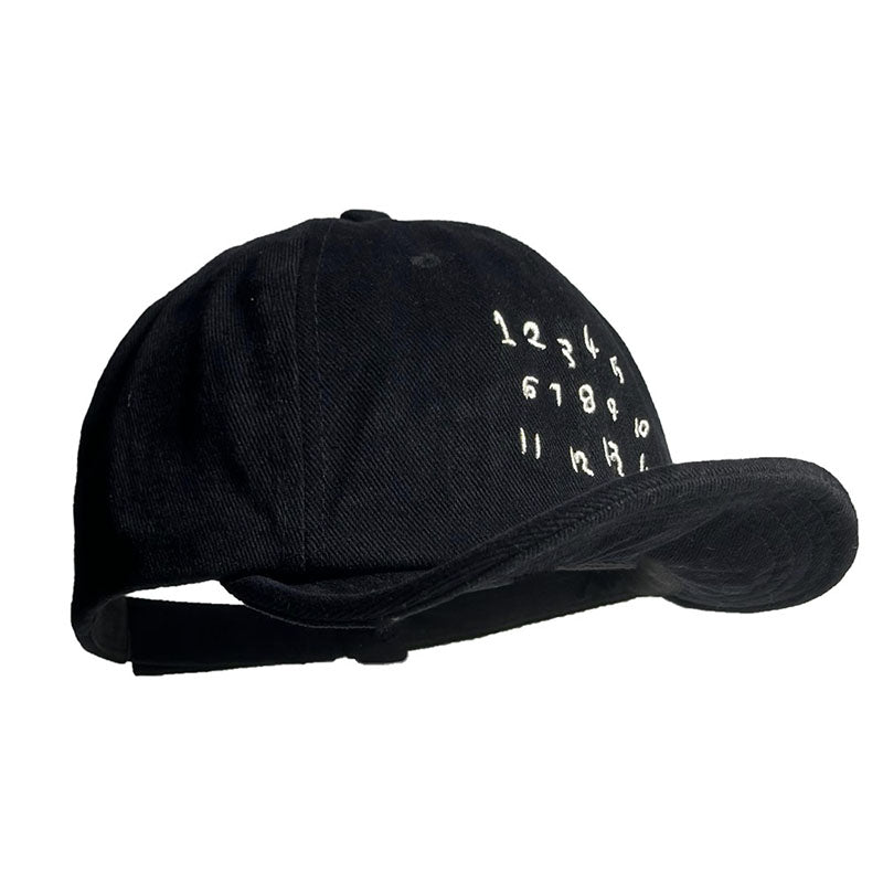 Retro Denim Flip Hat Embroidered Numbers Baseball Cap Adjustable Cap