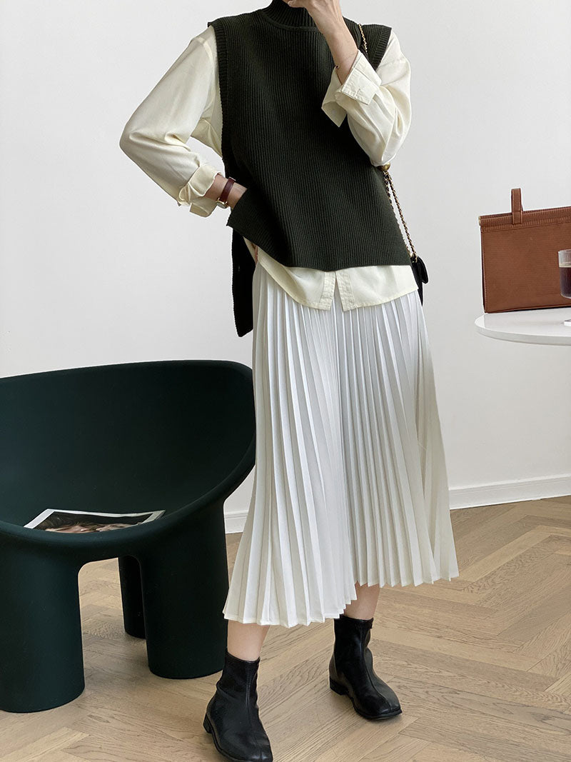 High Waist Pleated Skirt