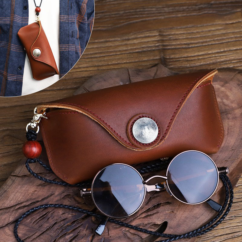 Retro Handmade Leather Glasses Case