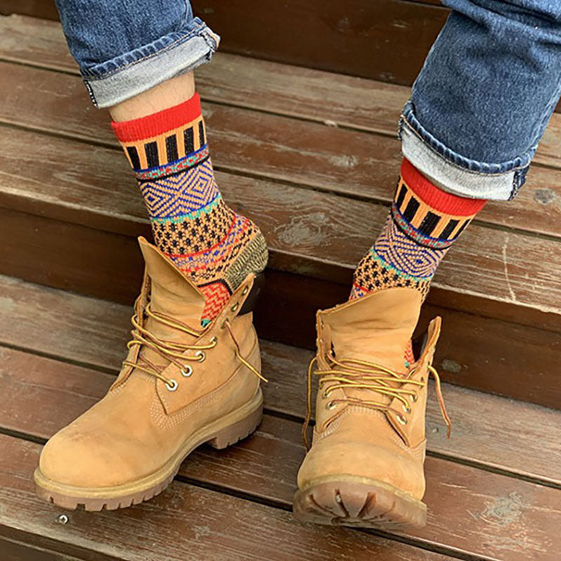 Men's Retro Ethnic Style Wool Socks（5 Pairs 5 color)