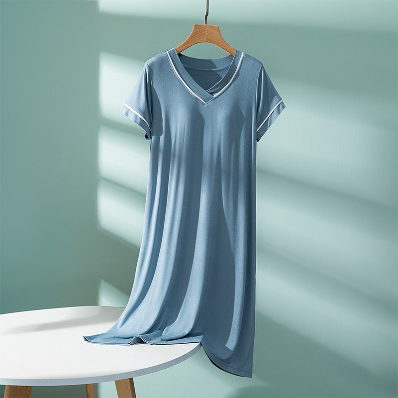 Chest Pad V-neck Loose Nightdress