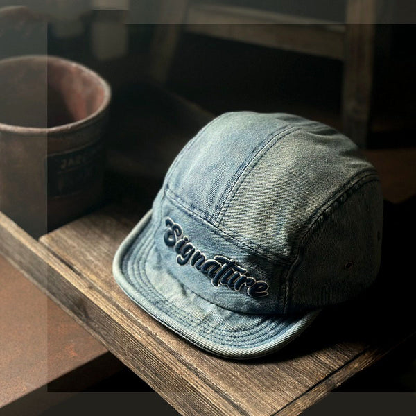 Retro Summer Short Brim Flip Hat Denim Baseball Cap