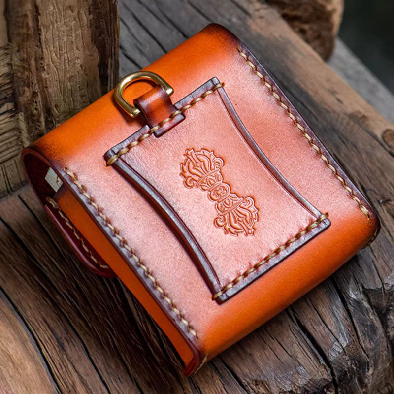 Retro Handmade Tanned Leather Portable Buckle Bag