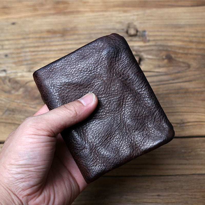 Retro Genuine Leather Handmade short Wallet