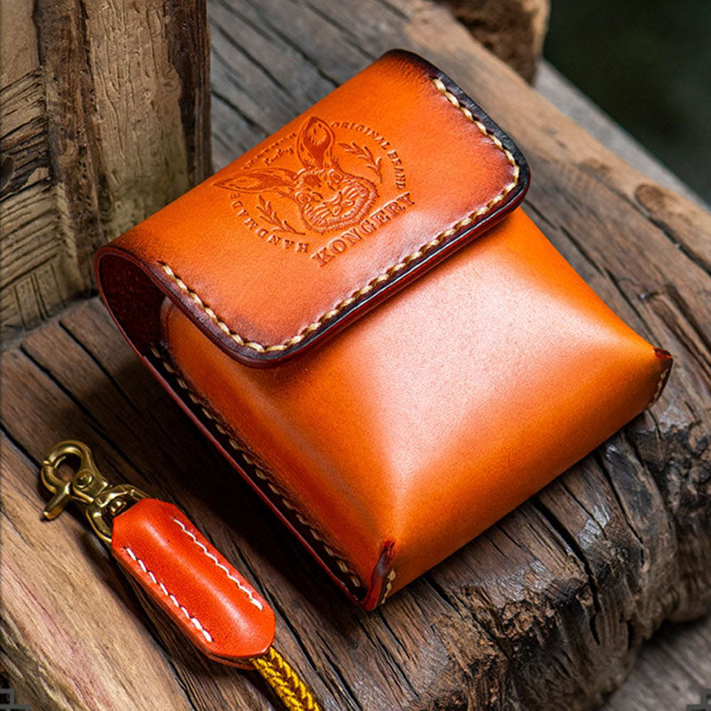 Retro Handmade Tanned Leather Portable Buckle Bag