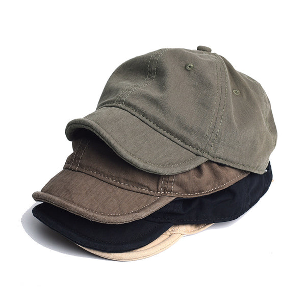 Retro Short Brim Washed Cotton Soft Brim Baseball Cap Peaked Cap