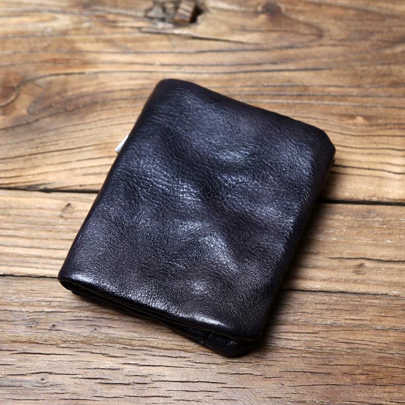 Retro Genuine Leather Handmade short Wallet