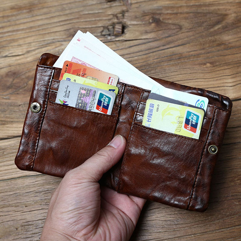 Retro Genuine Leather Handmade short Wallet