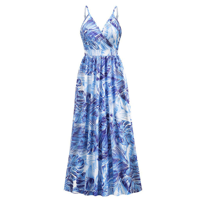 New Style Bohemian Printed Sexy V-neck Sling Dress