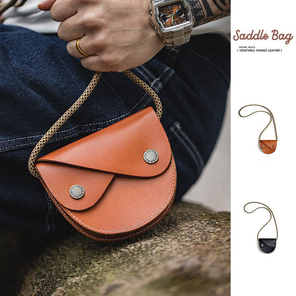 Retro Leather Saddle Bag Mini Crossbody Bag