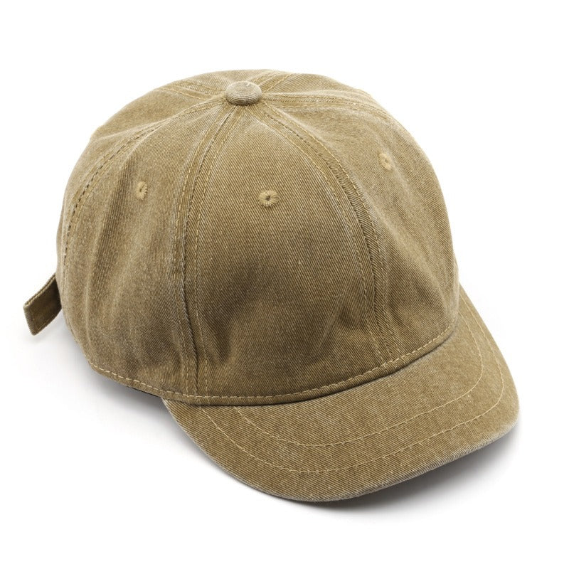 Vintage Short Brim Adjustable Washed Distressed Cotton Baseball Cap for Men & Women