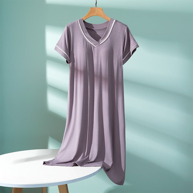 Chest Pad V-neck Loose Nightdress