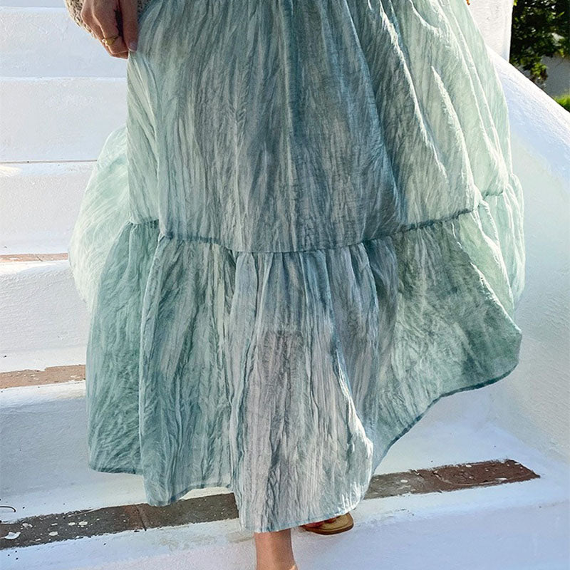 Summer Bohemian Holiday Dress Tie-dyed Beach Dress Sling Dress