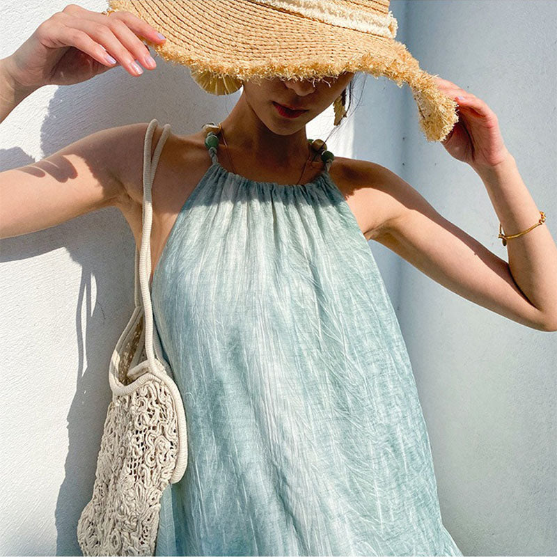 Summer Bohemian Holiday Dress Tie-dyed Beach Dress Sling Dress