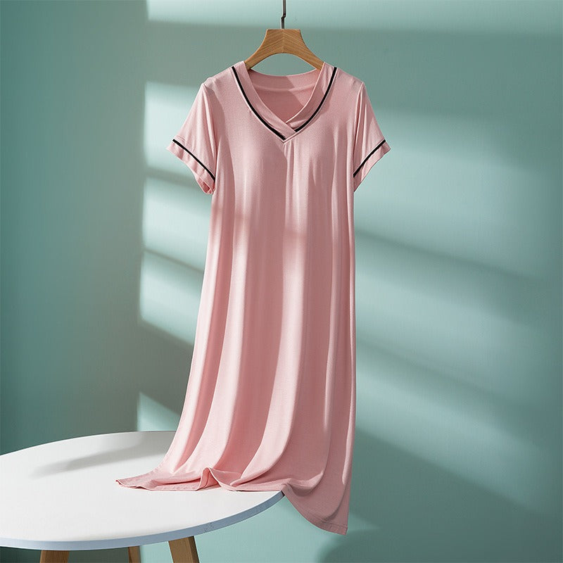 Chest Pad V-neck Loose Nightdress