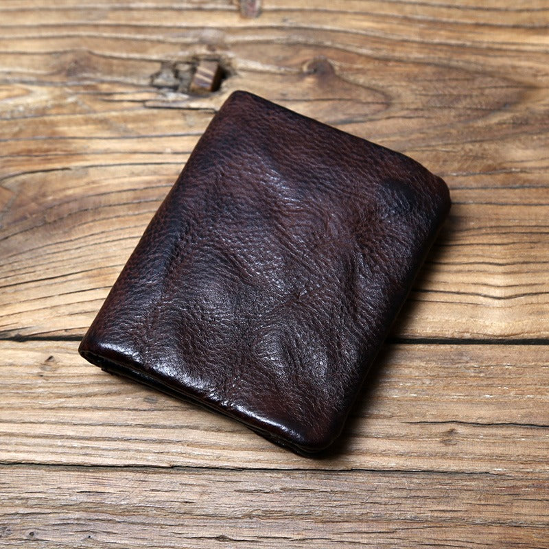 Retro Genuine Leather Handmade short Wallet