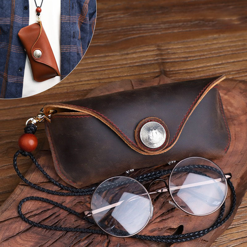 Retro Handmade Leather Glasses Case